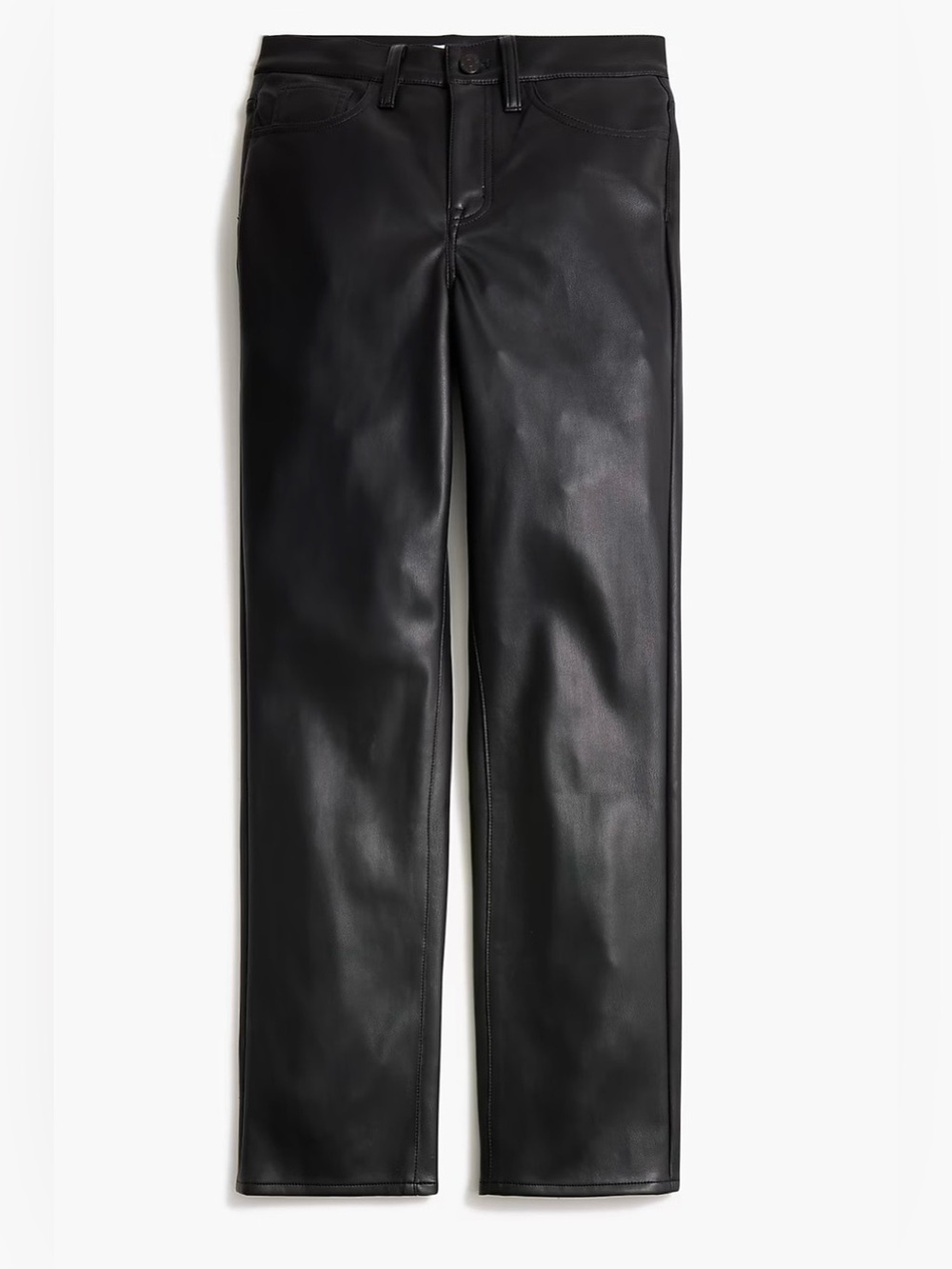 J. Crew Women’s Full Length Straight Leg Black Faux Leather Pants NWT